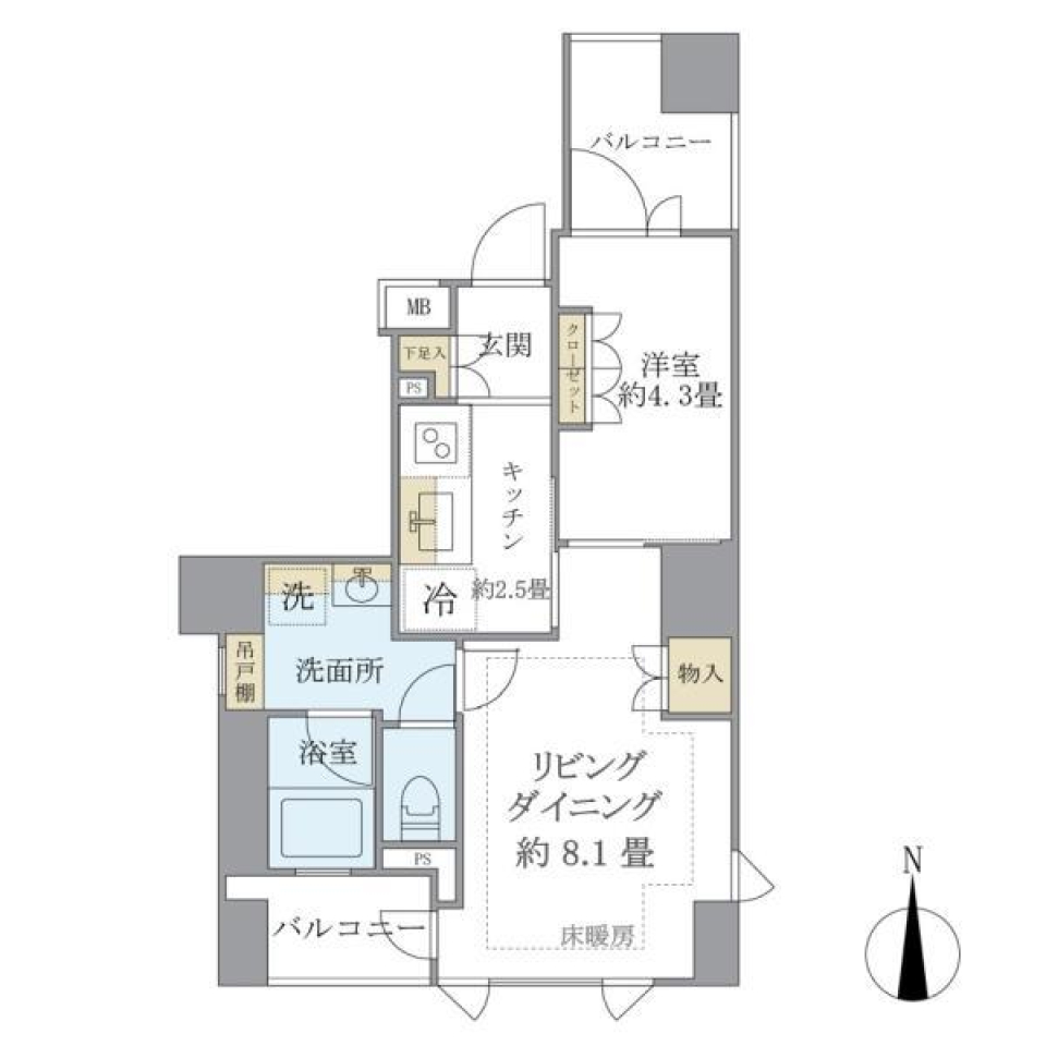Ｂｒｉｌｌｉａ上野Ｐｌａｃｅ　401号室の間取り図