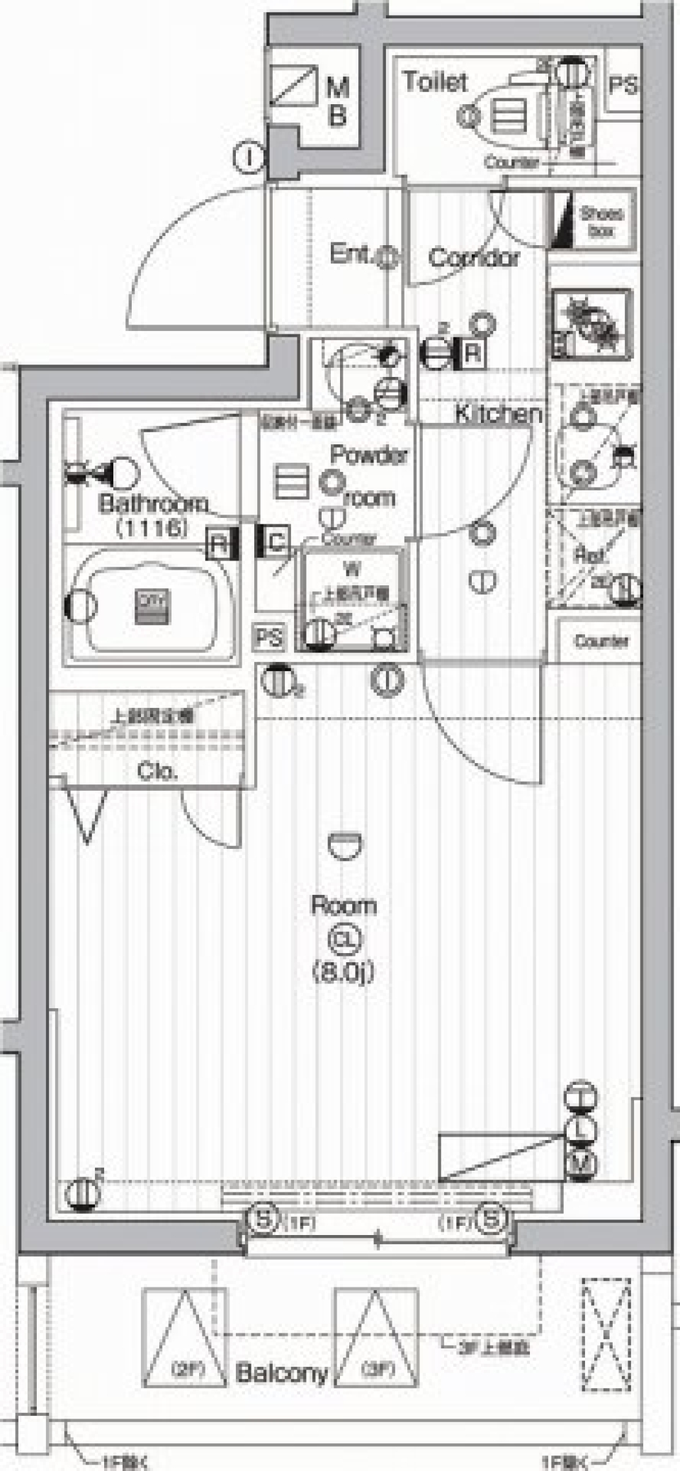 プレミアムキューブ下北沢　302号室の間取り図