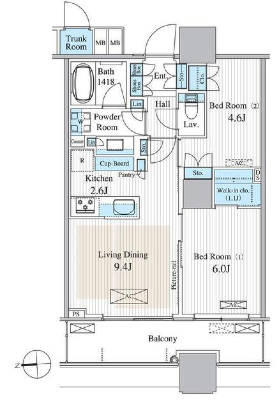 パークシティ大崎　ザ　タワー　703号室の間取り図