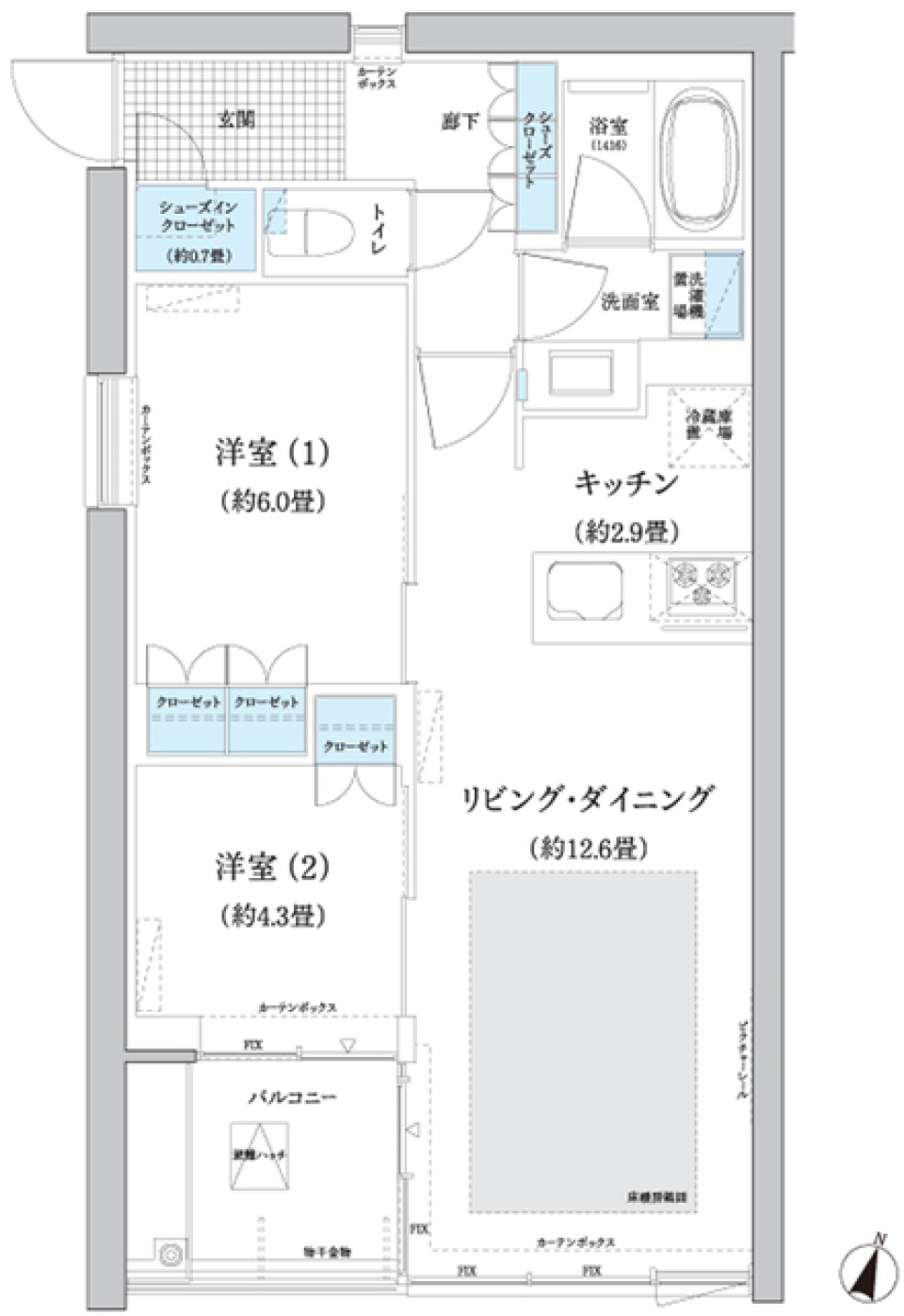 ガーデニエール砧　ＷＥＳＴ　651号室［ペット可］の間取り図