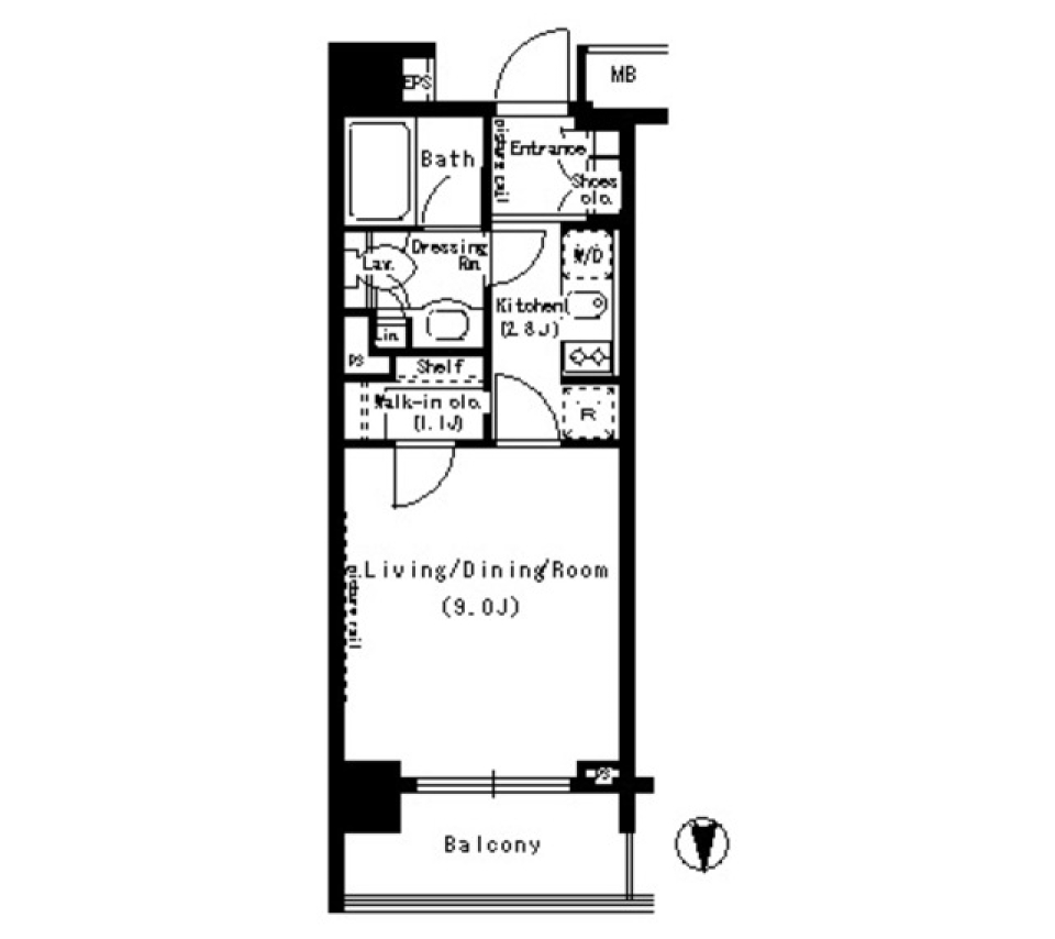 パークアクシス浜松町　1006号室の間取り図