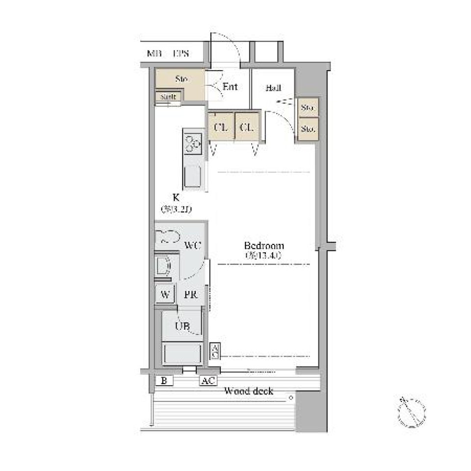 シャレール広尾1号棟　402号室の間取り図