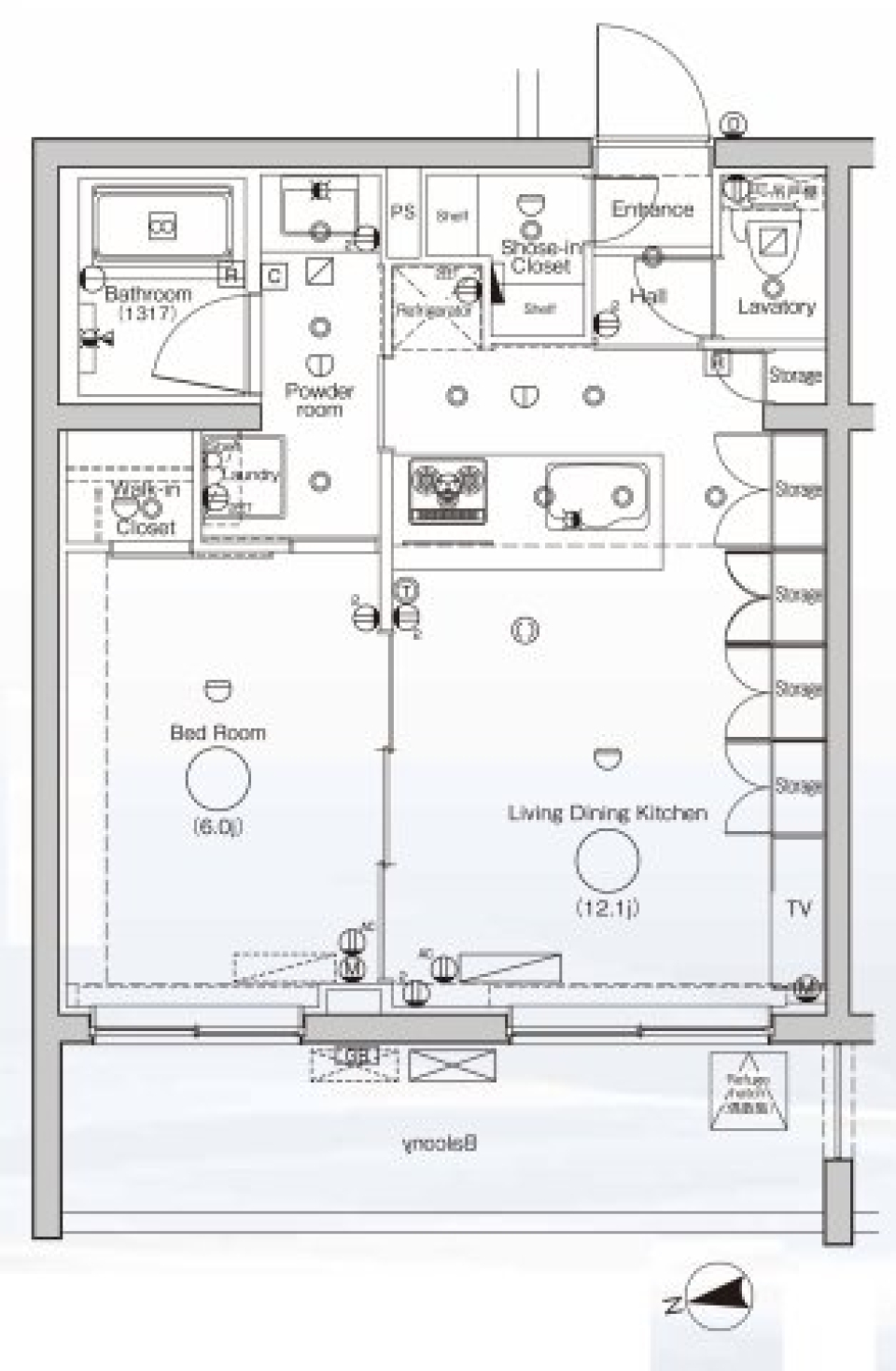 DIPS墨田RIVERSIDE　202号室［ペット可］の間取り図