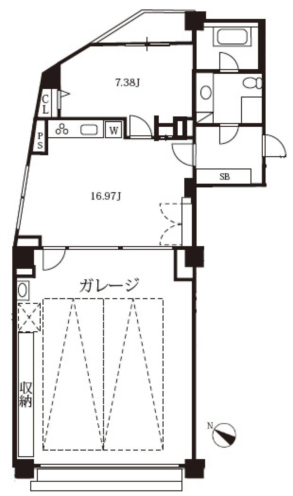 ケーディーエックスレジデンス上野毛　102号室の間取り図