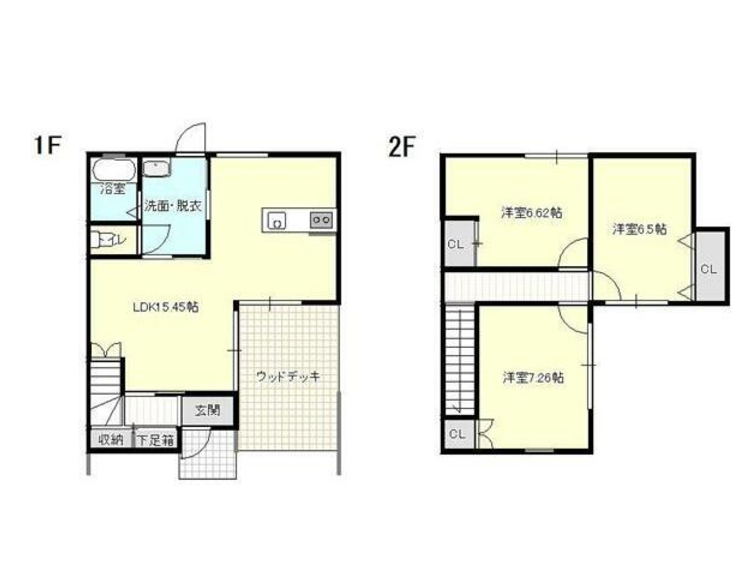 3LDKの間取り図。