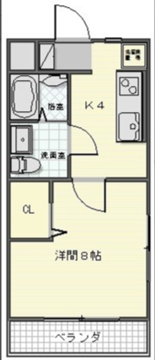 1人暮らしにおすすめ！1Kの間取り図。