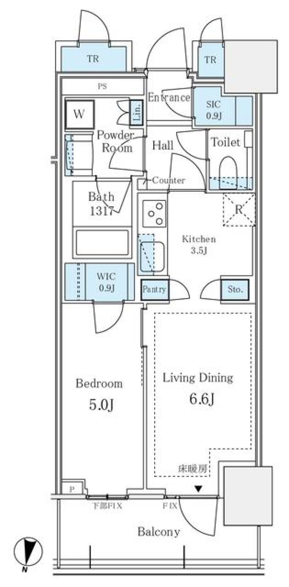 パークタワー西新宿　913号室［ペット可］の間取り図