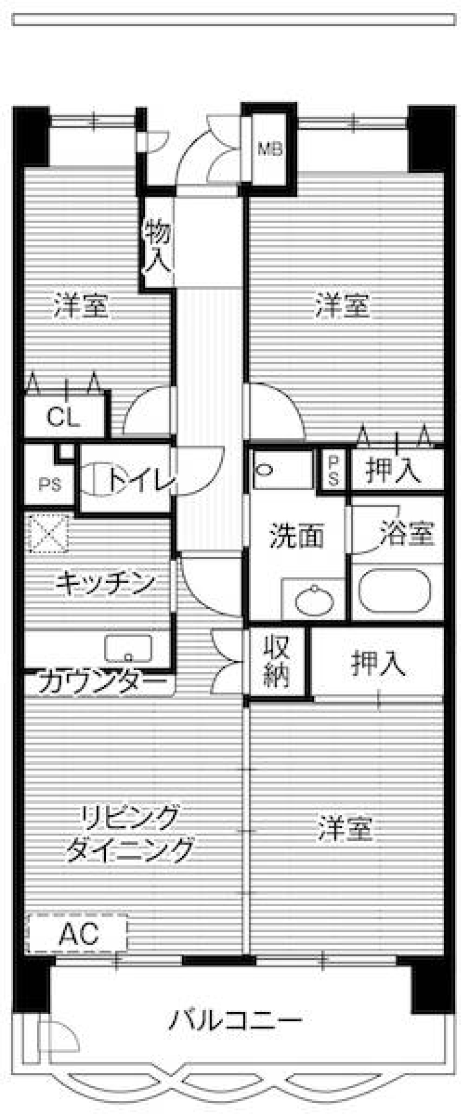 ビレッジハウス潮見タワー1号棟　706号室の間取り図