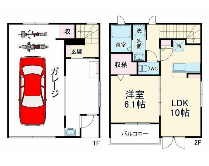 水回り含め、居住空間は2階部分で完結しているので、暮らしやすいガレージです。