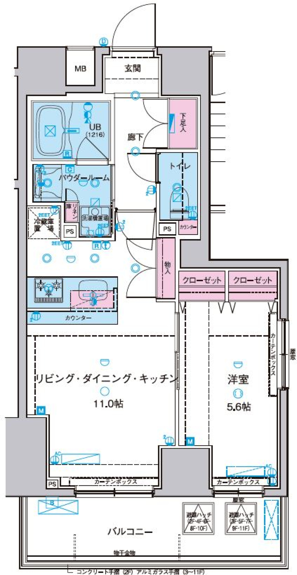 ジェノヴィア浅草Ⅱスカイガーデン　1005号室［ペット可］の間取り図