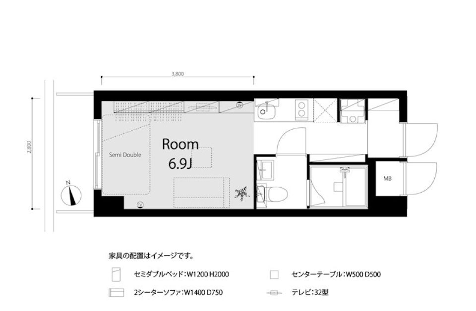 ライオンズマンション新宿東公園 507号室の間取り図