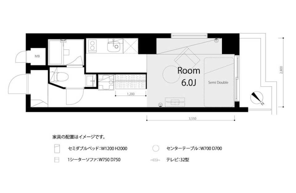 ノバ浅草 604号室の間取り図