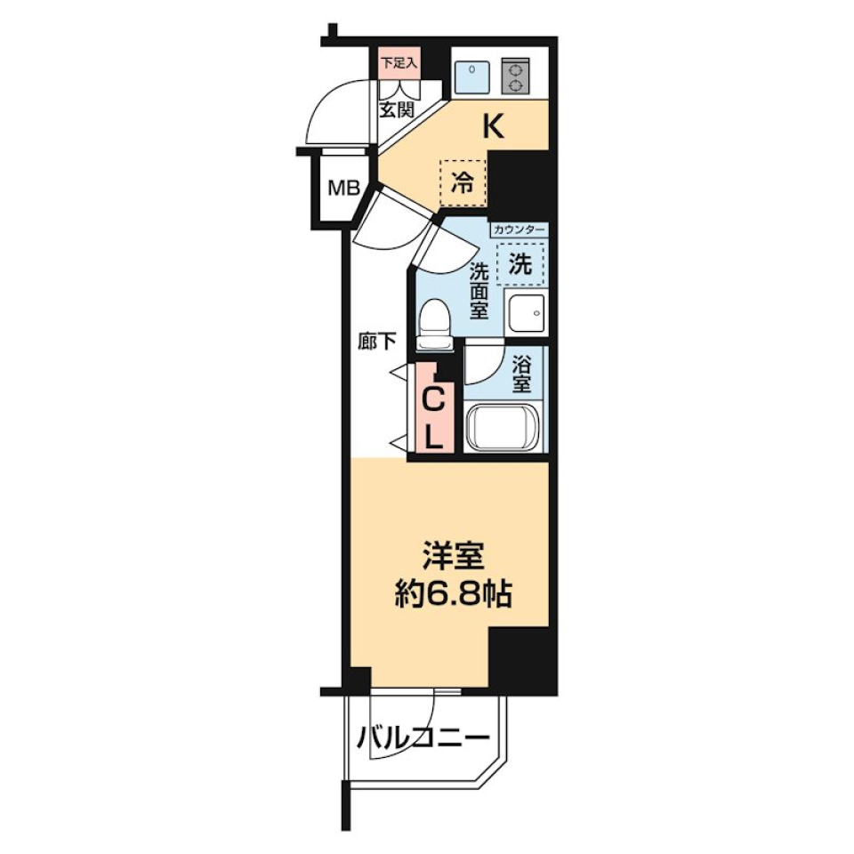 ガレリアレジデンス石川町 1001号室［ペット可］の間取り図