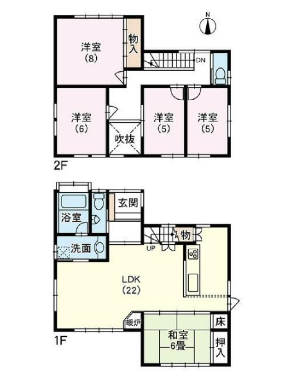 【売買物件】吹き抜けを楽しむコテージ風のお家の間取り図