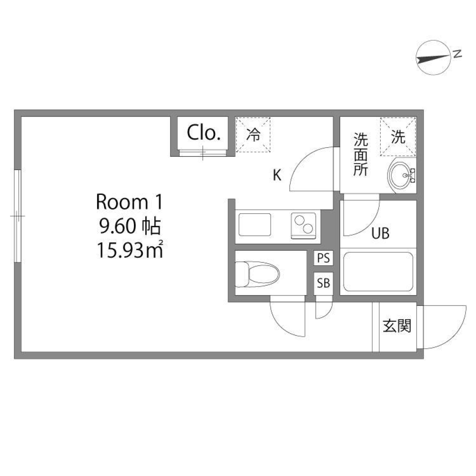 Luce Todoroki　1号室の間取り図