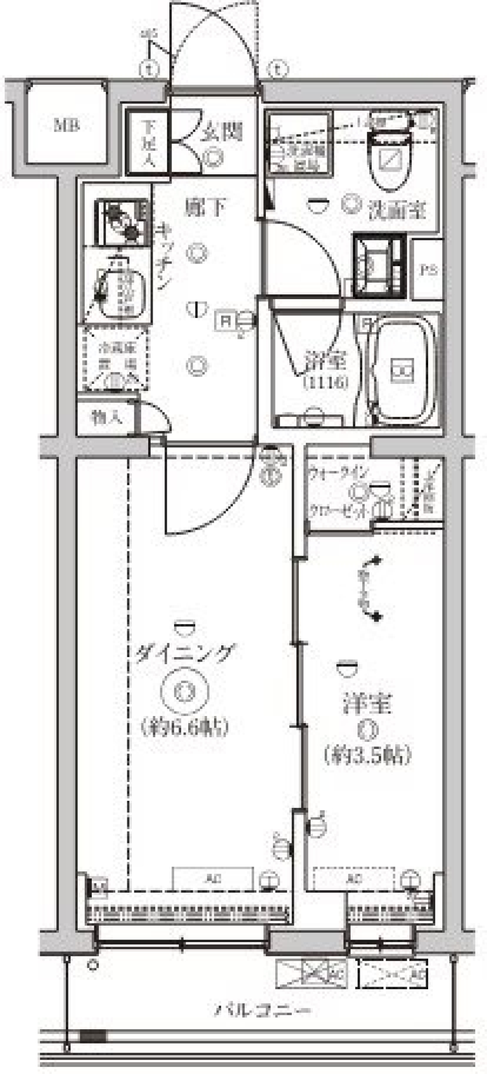 ベルシード野毛山公園 104号室［ペット可］の間取り図