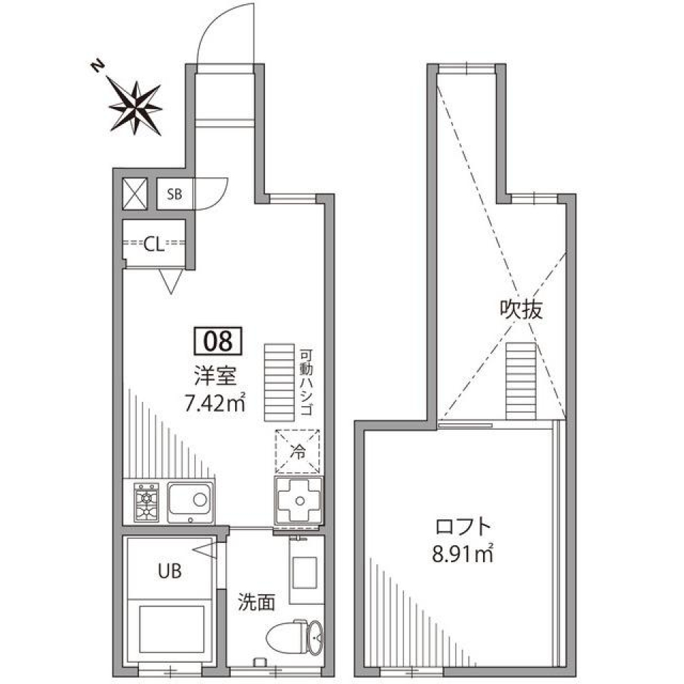 オギクボテラス　08号室の間取り図