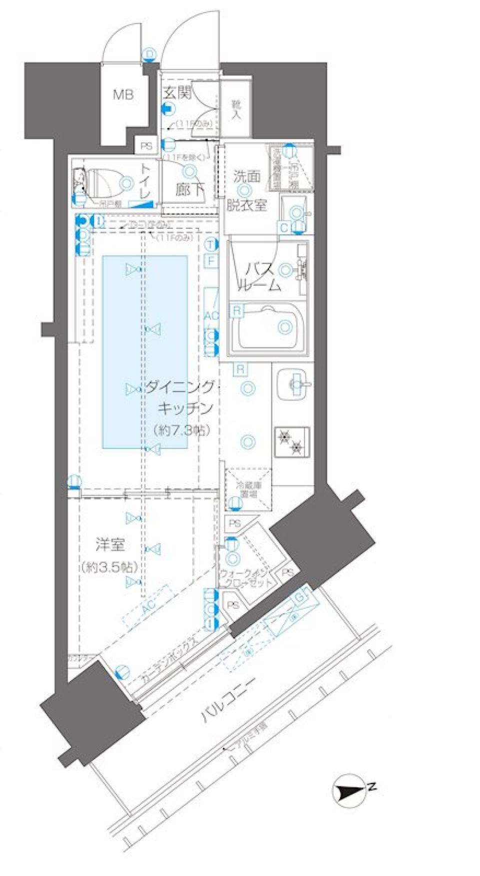 ZOOM新宿御苑前 1005号室［ペット可］の間取り図