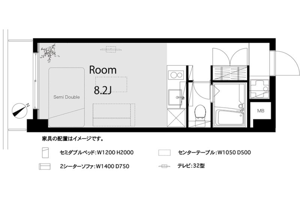 ハイネスロワイヤル 1205号室の間取り図