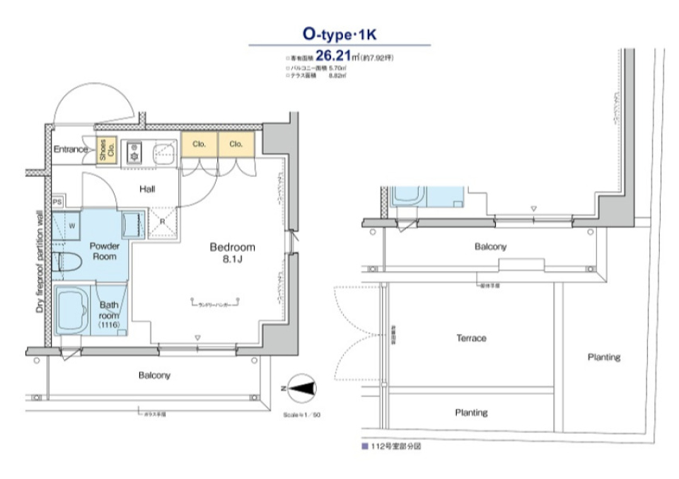 プラウドフラット品川大井町　112号室［ペット可］の間取り図