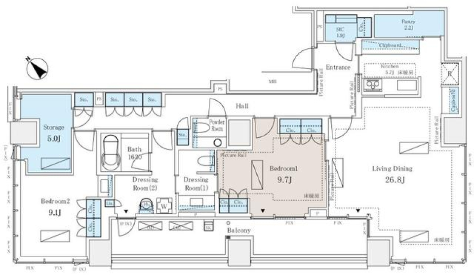 パークコート虎ノ門　2102号室の間取り図