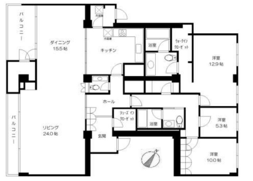 元赤坂タワーズ 1402号室の間取り図