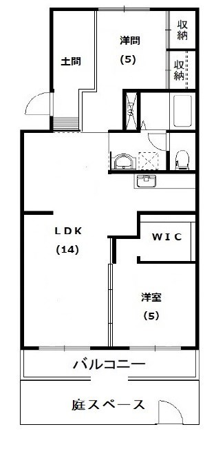 土間付き！２LDKの間取り図。