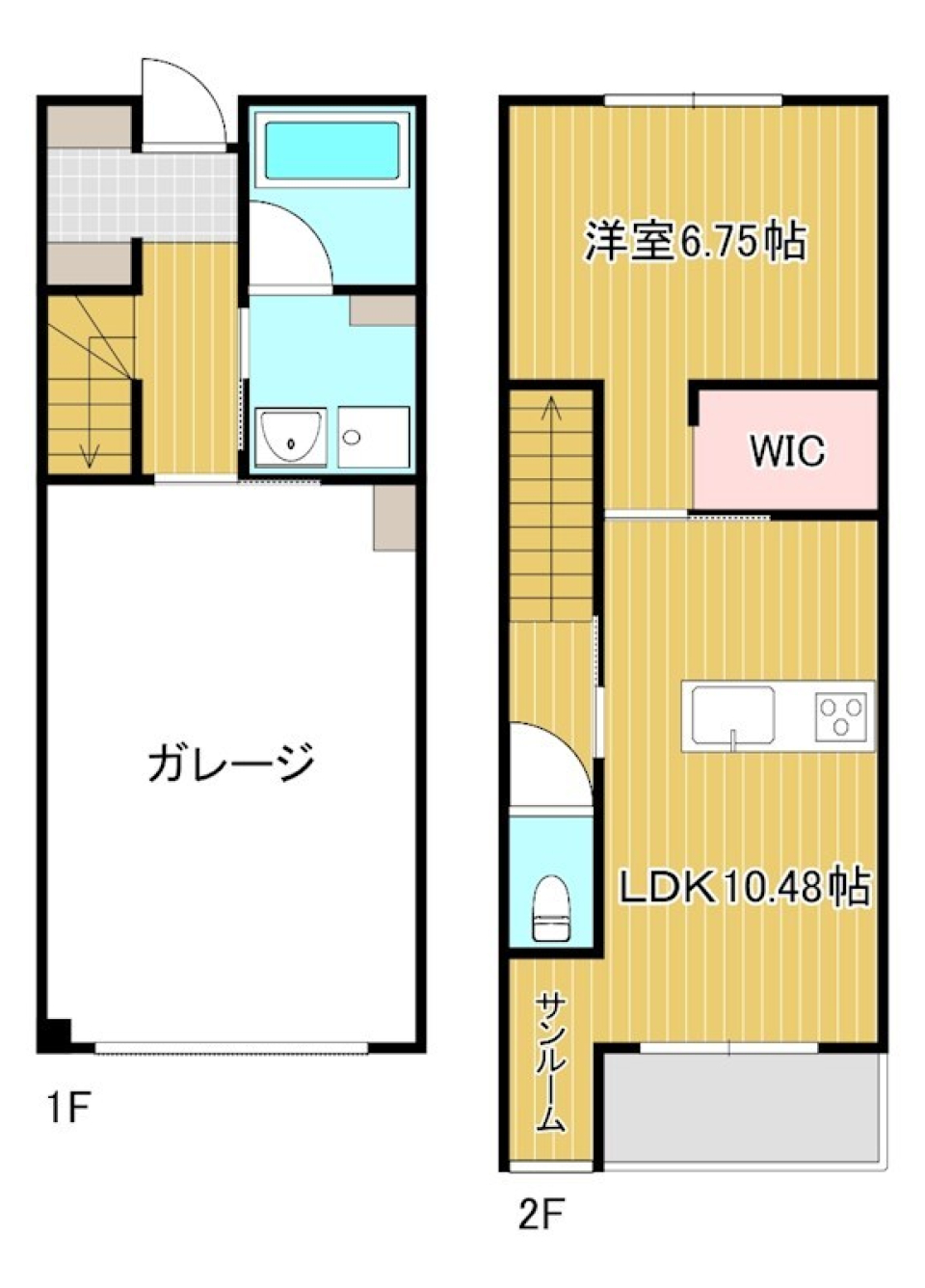 愛車と暮らすガレージ付きテラスハウス［ペット可］の間取り図