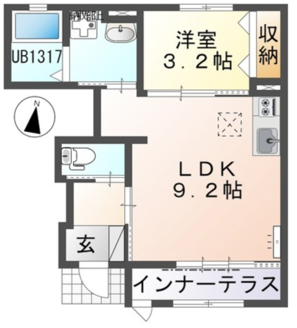 魅せるインナーテラス［新築］の間取り図