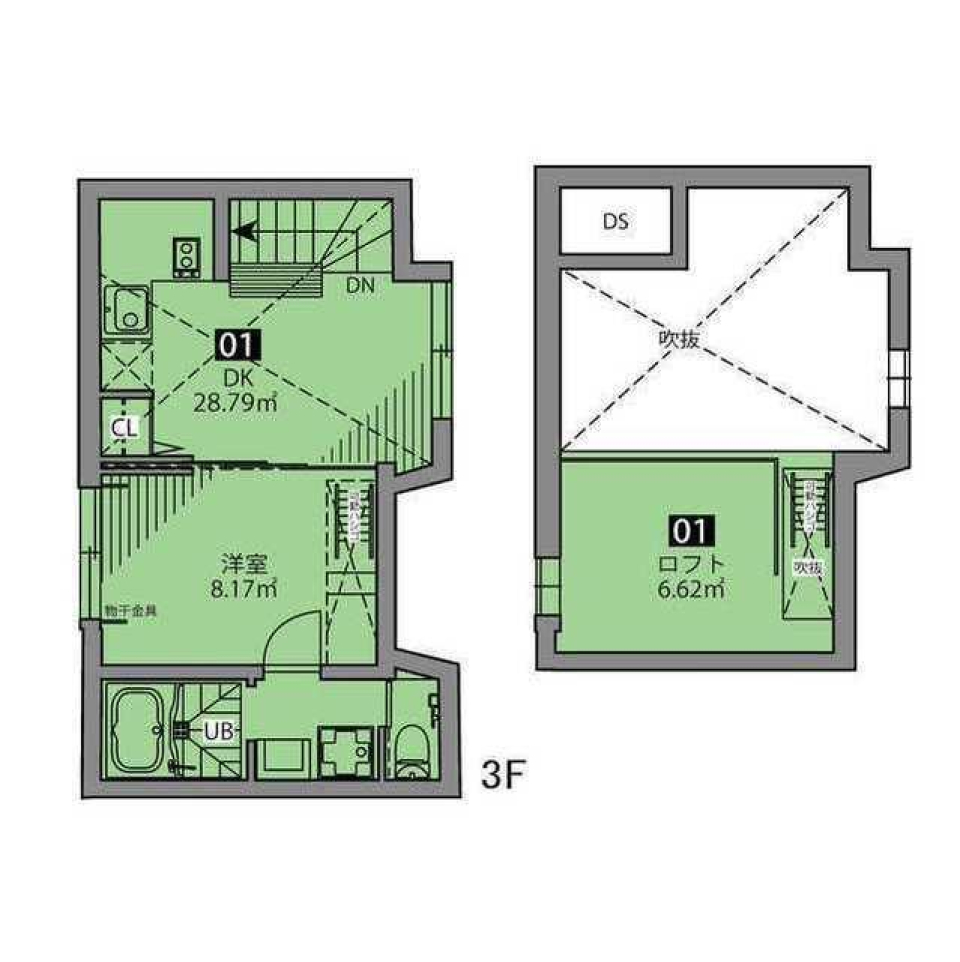 グランエッグス本郷　01号室の間取り図