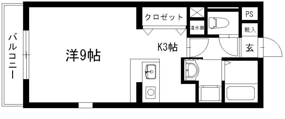 1Kの間取り図。