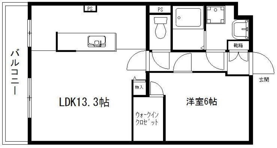 キッチン、ぐるりんの間取り図