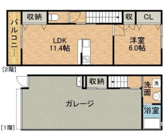 ガレージ内は幅2.8ｍ×奥行７mの広さでした。