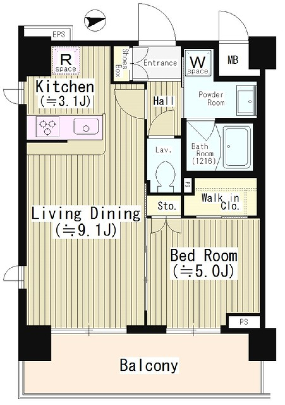 エディアン目黒本町　103号室の間取り図