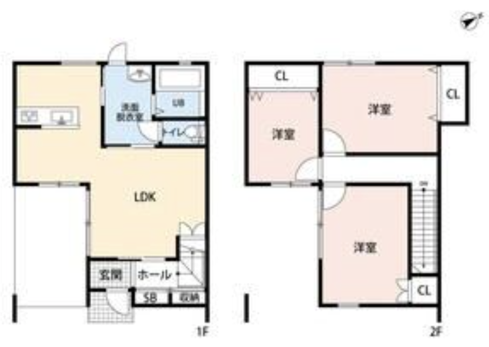 家族で住むテラスハウス［新築］の間取り図