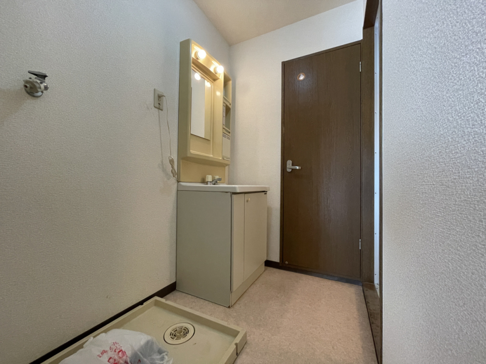 清潔感のある独立洗面台。