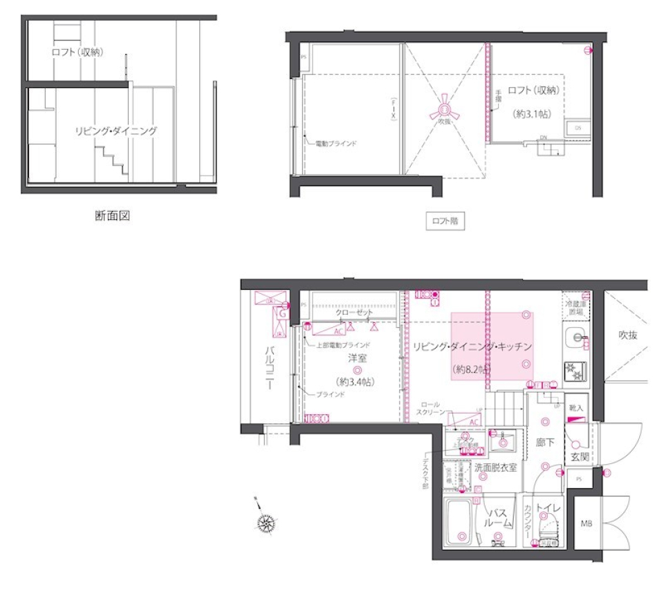 high-ceilinged room［ペット可］の間取り図