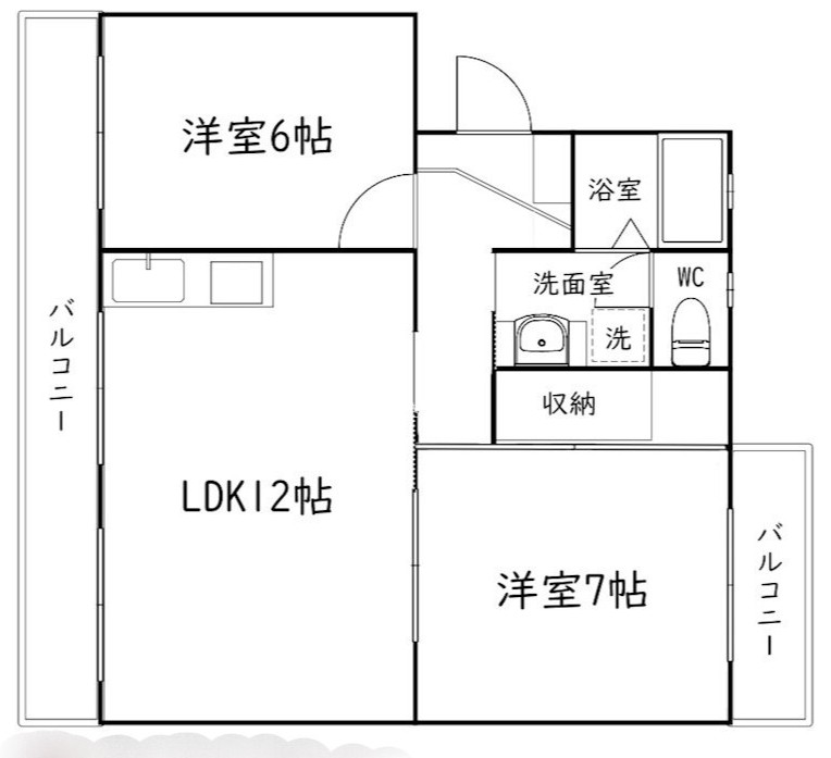 55.69㎡のゆったり2LDK