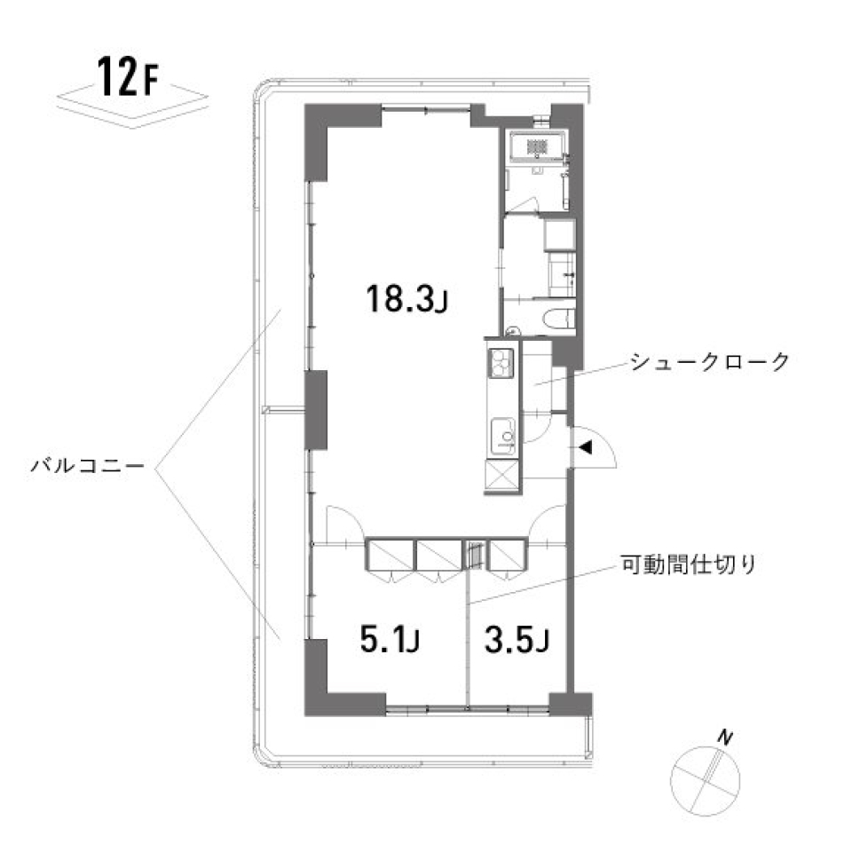 光差す部屋での間取り図