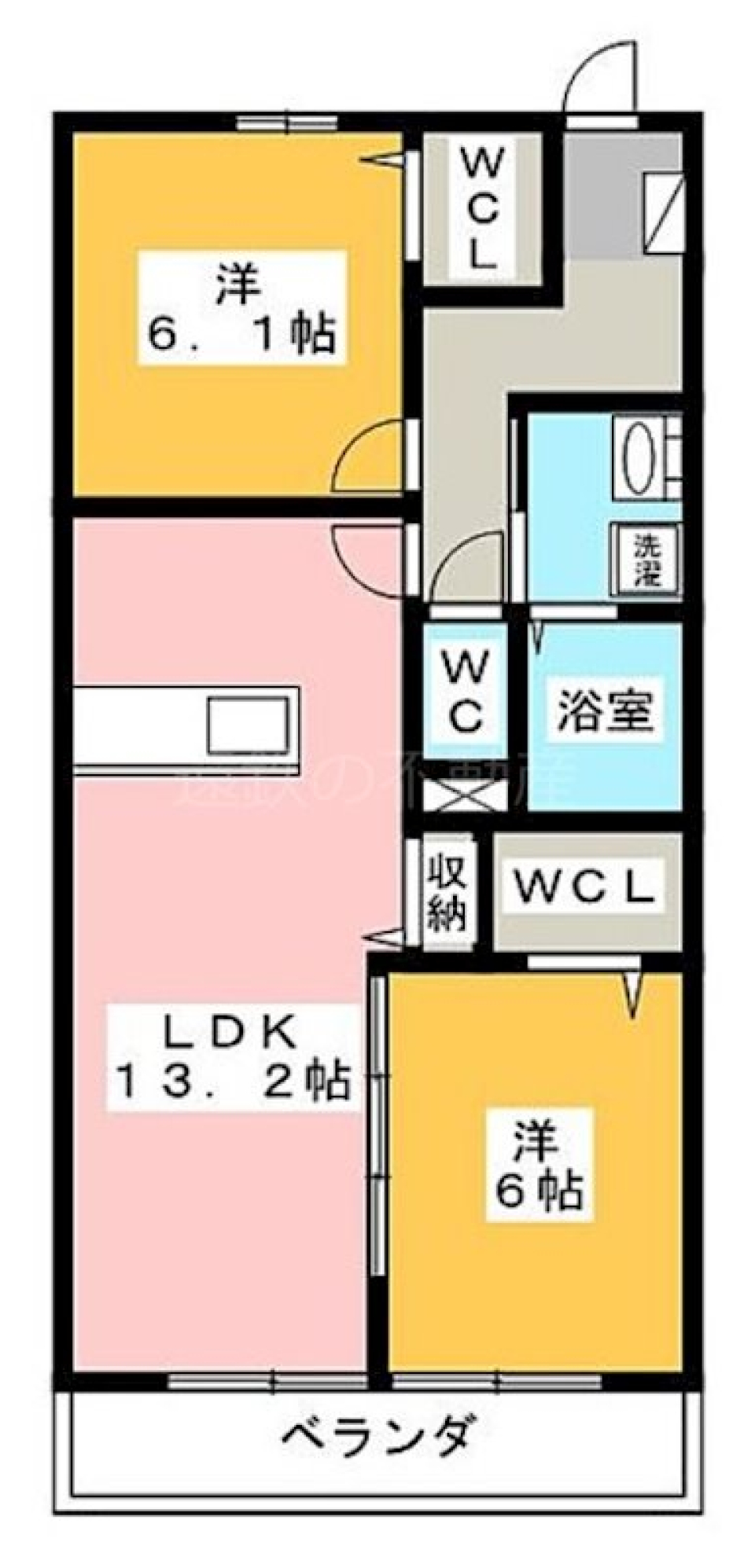 色々と便利な1階角部屋の間取り図