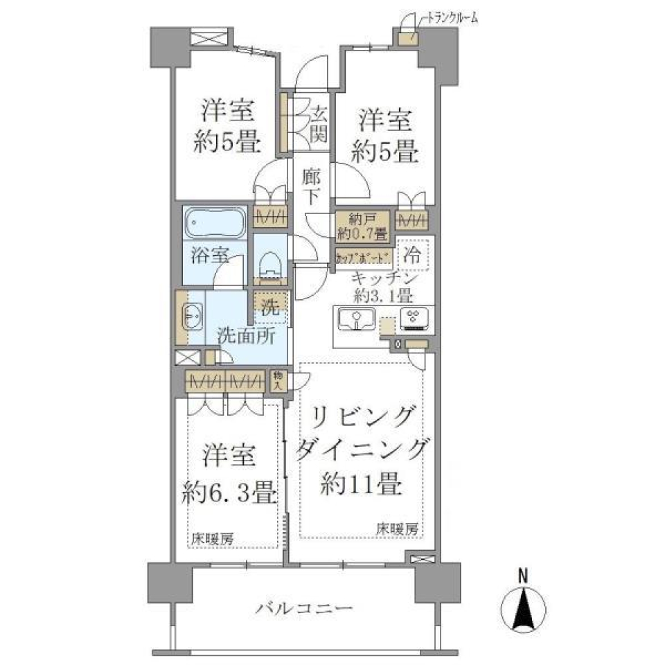 Ｂｒｉｌｌｉａ大山町　506号室の間取り図