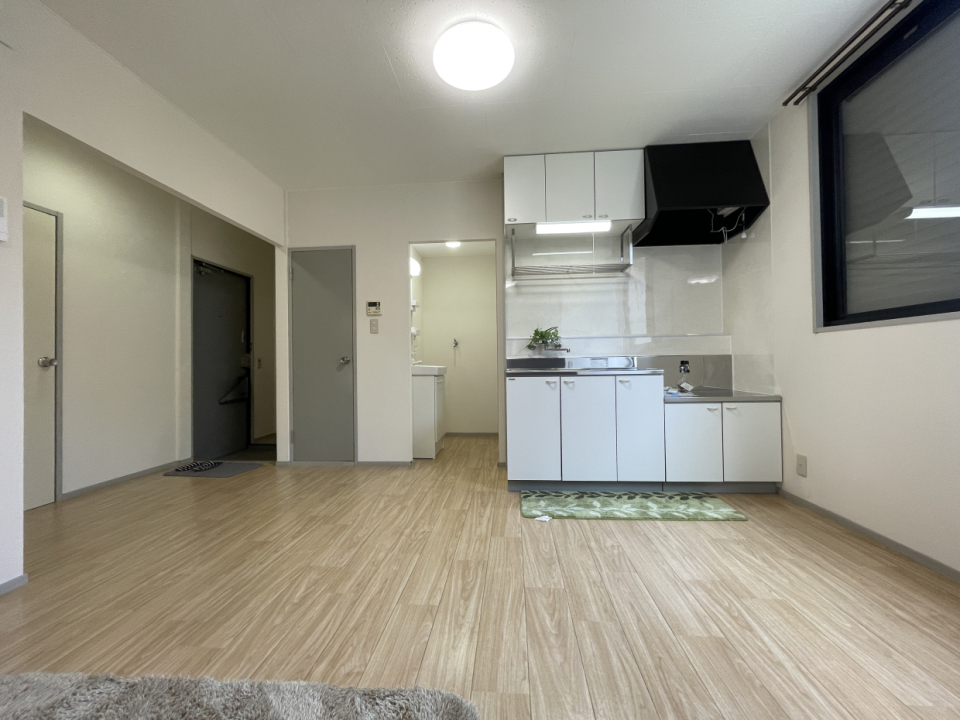 キッチンの奥が洗面所