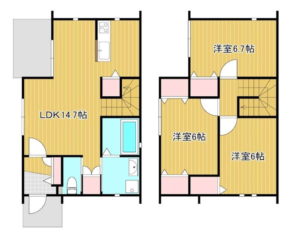 わたしだけの1人部屋、遊びもお勉強も無限大[新築]の間取り図