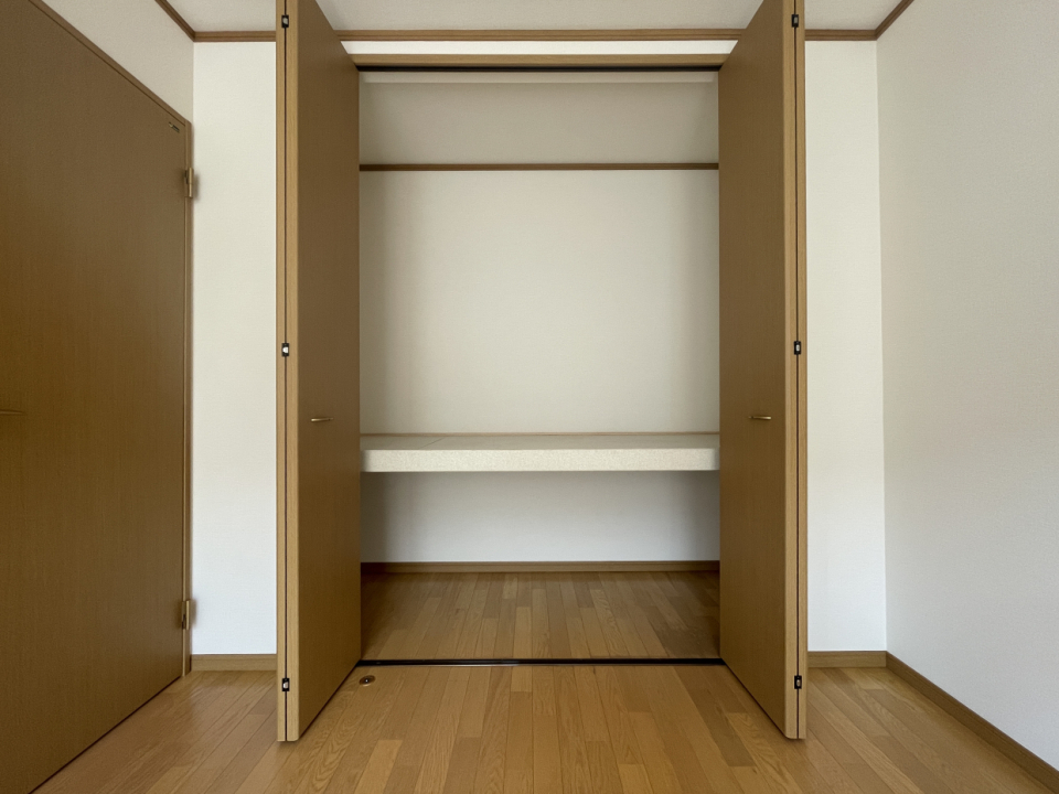ここのお部屋の収納は上下2段に分かれたタイプ