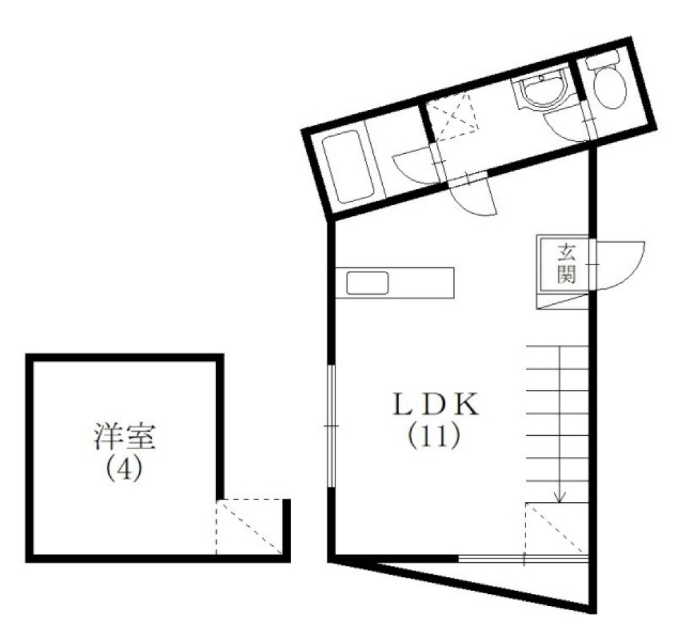 半田山のロフト付きデザイナーズの間取り図