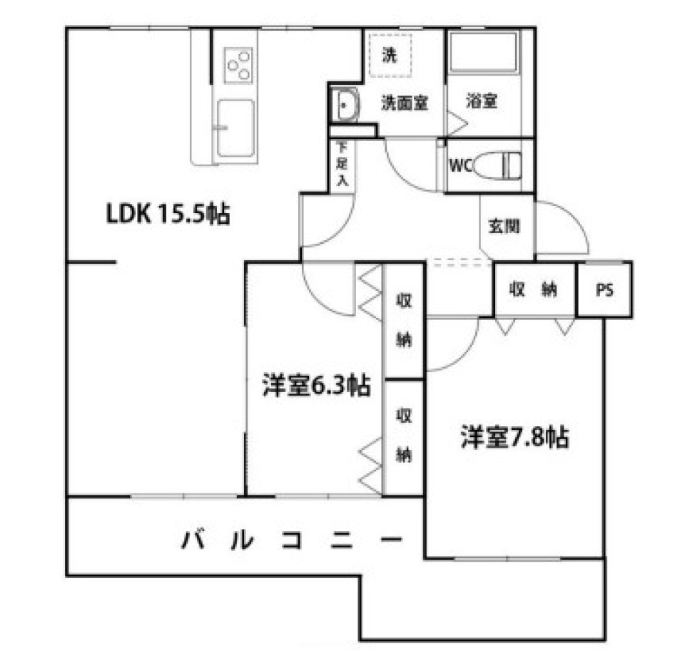 新緑映える自慢のキッチンの間取り図