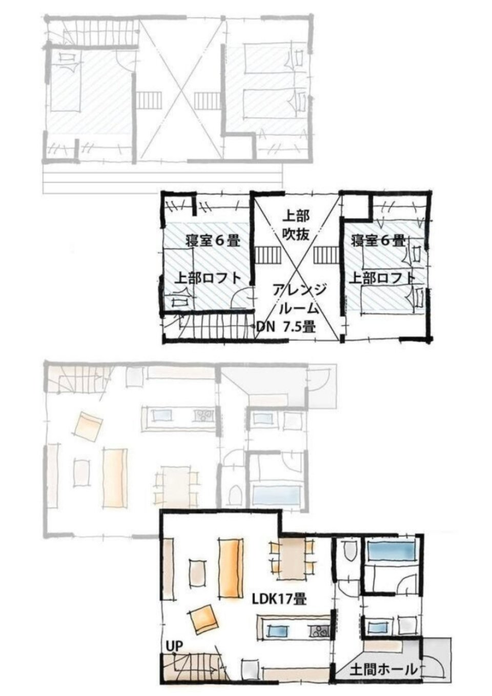 【建築中】デザイナーズテラスハウスの間取り図