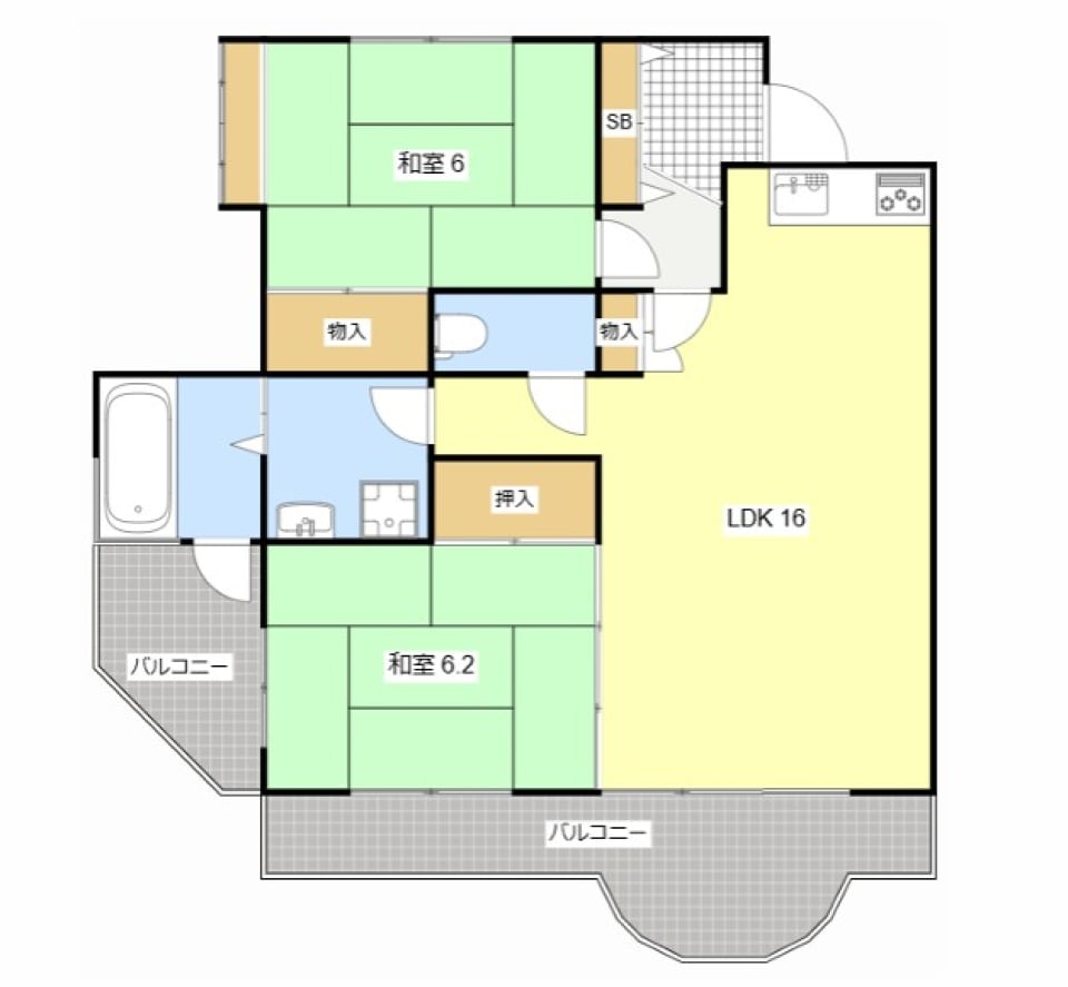 お部屋は5階角部屋です