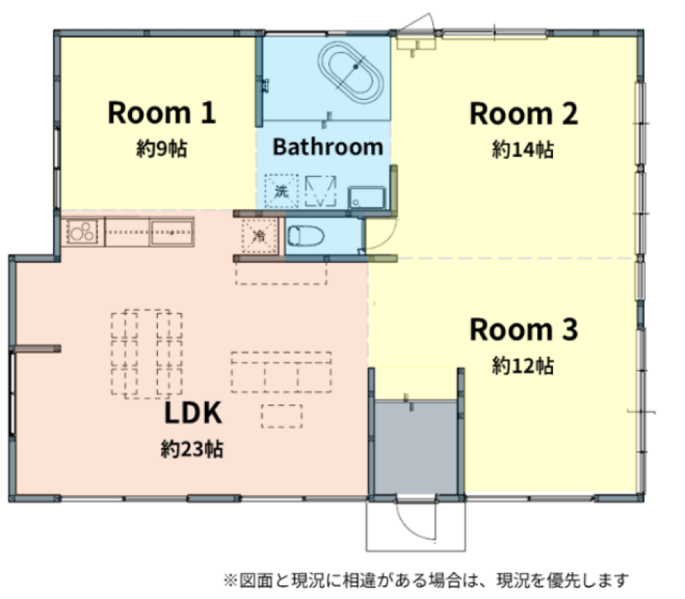 変幻自在な間取りを楽しむ平屋の間取り図