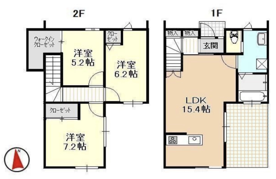 白に包まれる［戸建］の間取り図
